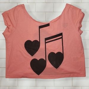 *M* Bow Detail Crop Top Music Notes Modern Lux